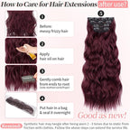 KooKaStyle Burgundy Clip in Hair Extensions for women Synthetic Heat Resistant 4PCS Thick Long Wavy Hairpieces 24 Inch