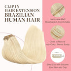 GOO GOO Clip in Hair Extensions Real Human Hair, Remy Human Hair Extensions Clip ins for Women, Natural Human Hair, 14inch 120g 7Pcs, 613R Bleach Blonde