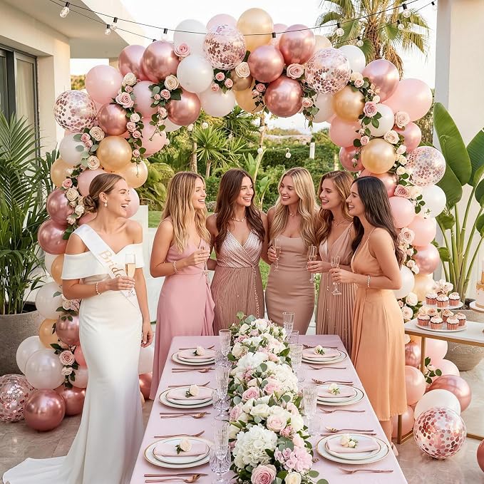 Rose Gold Balloons, 12Inch Metallic Pearl Rose Gold and White Balloons - Image 6