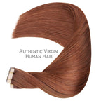 WENNALIFE Tape in Hair Extensions Human Hair, 40pcs 100g 16 inch Dark Auburn Copper Hair Extensions Real Human Hair Straight Tape in Extensions Invisible Human Hair Extensions Reusable Real Hair Exten
