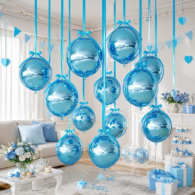 Light Blue Round Foil Balloons - Image 5