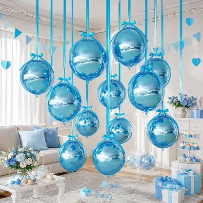 Light Blue Round Foil Balloons - Image 5