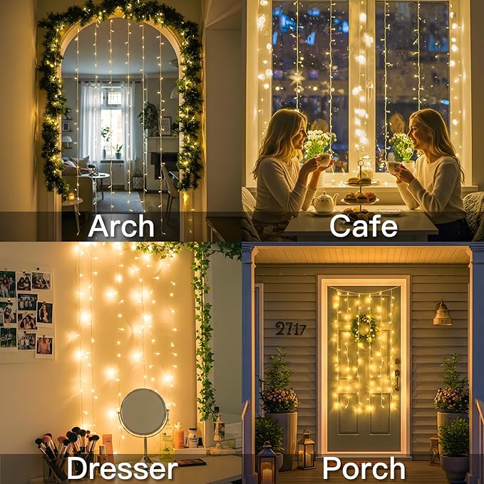 Curtain Lights for Bedroom, 90 Led Hanging String Light Outdoor, Fairy Curtain - Image 3