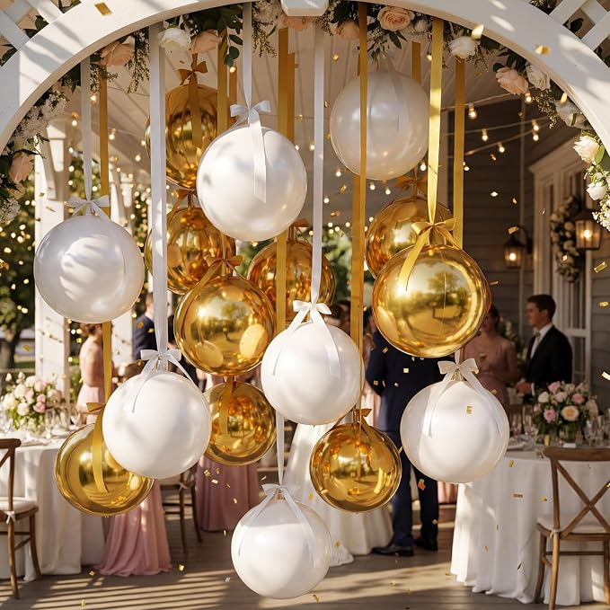 Jenaai 30 Set Graduation Foil Balloons Bulk 22 Inch 4d White and Gold Metallic - Image 7
