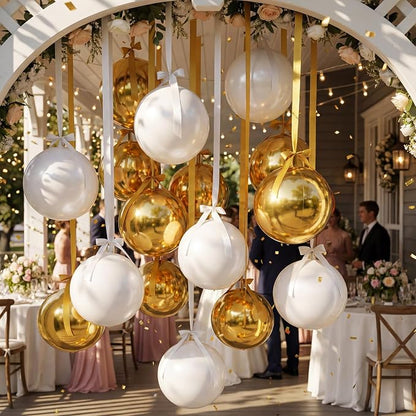 Jenaai 30 Set Graduation Foil Balloons Bulk 22 Inch 4d White and Gold Metallic - Image 7