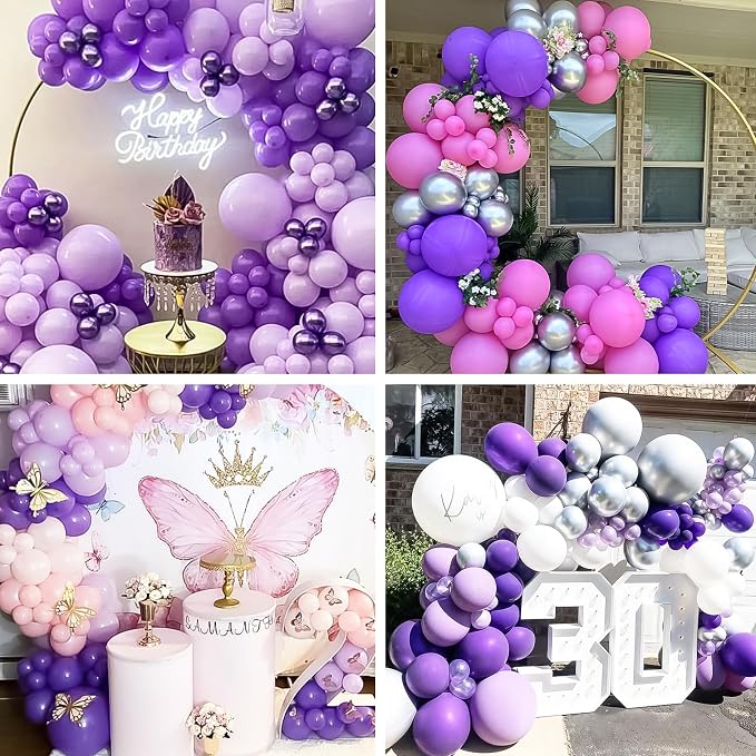RUBFAC Dark Purple Balloons 120pcs 12 Inches Latex Balloons - Image 7