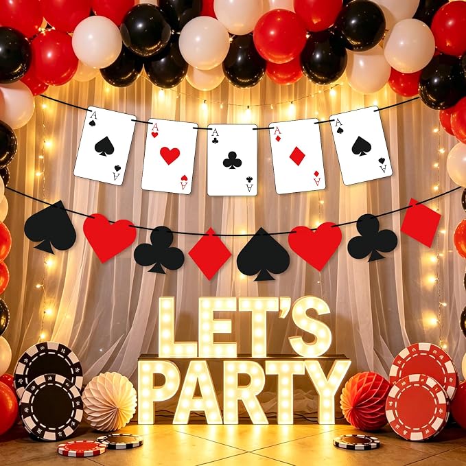 Hooqict Poker Party Banner Casino Theme Party Decorations Banner Garland Sign - Image 5