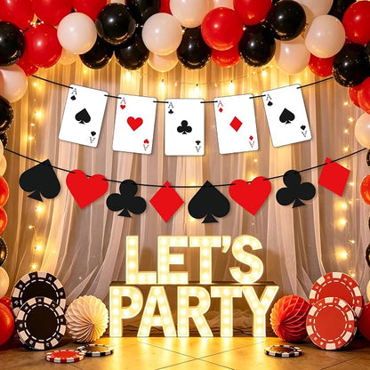 Hooqict Poker Party Banner Casino Theme Party Decorations Banner Garland Sign - Image 5