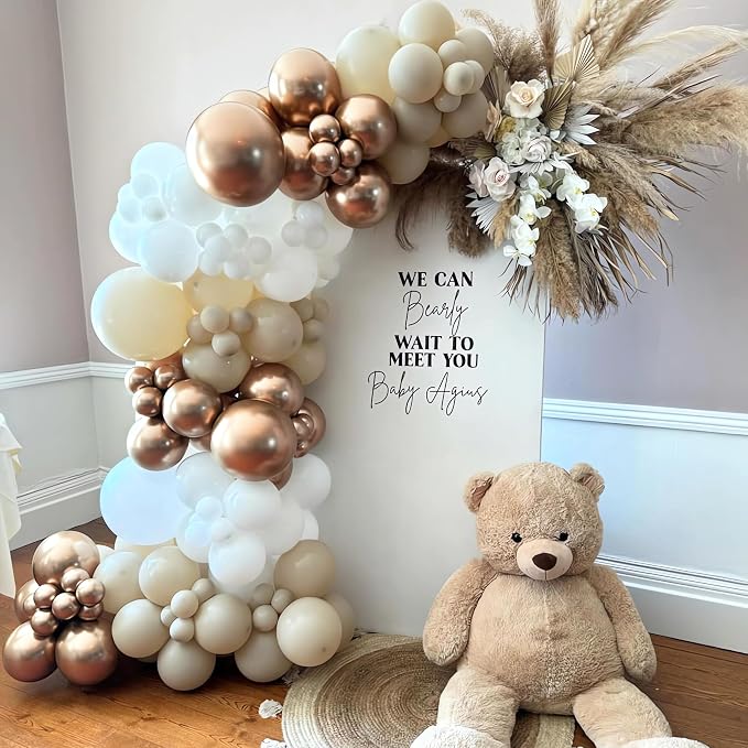 White Sand Metallic Champagne Gold Balloons Garland Arch Kit - Image 5