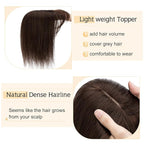 SEGO Hair Toppers for Women Real Human Hair With Bangs, 7 * 13CM Silk Base 100% Remy Human Hair Clip in Top Wiglet Hairpieces Add Volume -8 Inch 2 Dark Brown