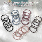 20 PCS Boho Hair Ties, Bracelets Hair Ties for Thick or Thin Hair, 4 Styles Boho Ties for Ponytail Holders, 2.36’’ Hair Ties No-Damage, Multicolor