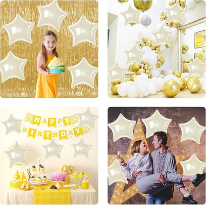 Cream Star Foil Balloons, 18 Inch Beige Aluminum Balloon - Image 8