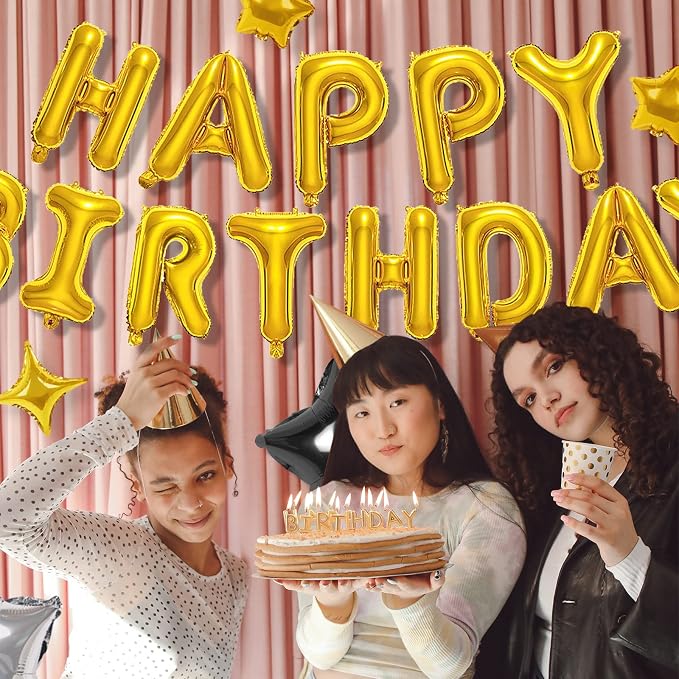 CANREVEL Happy Birthday Banner Decorations + Sign Balloons, - Image 5