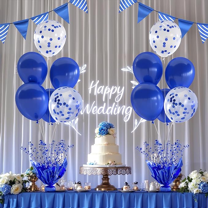 4 Set Royal Blue Table Balloons Foil Spray Centerpiece - Image 2