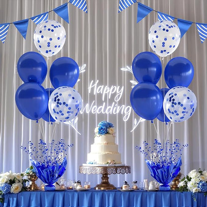 6 Set Royal Blue Table Balloons Foil Spray Centerpiece - Image 2
