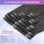 Clip in Hair Extensions Real Human Hair, 22 Inch 110g, 1B Natural Black, Invisible Seamless Straight Remy Human Hair Extensions Cip ins for Women 8pcs Per Set with Double Weft