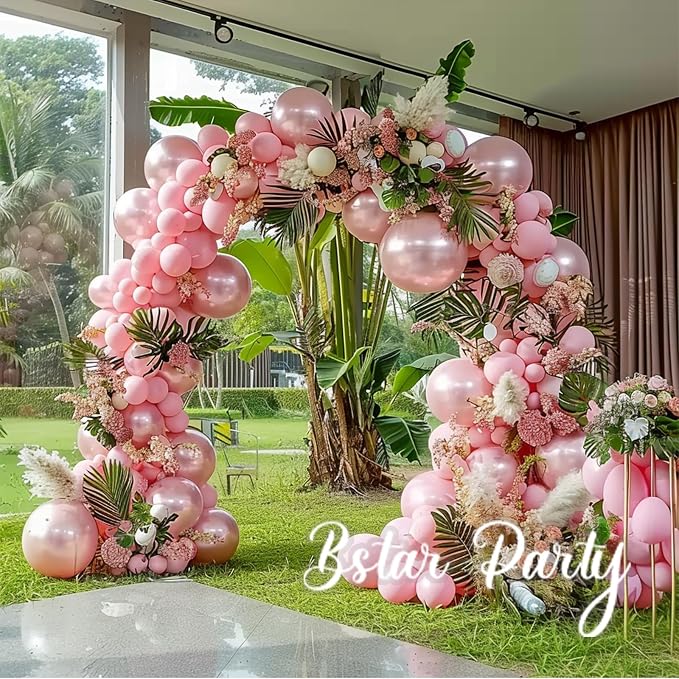 Double Stuffed Pearl Pink Balloon Garland Arch Kit | 18/12/10/5inch Different - Image 3