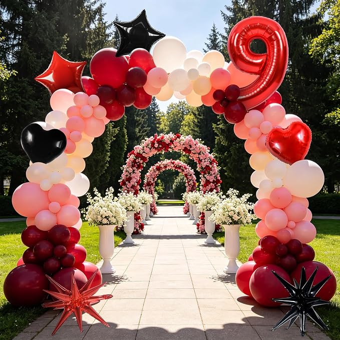 TONIFUL 9th Birthday Balloons Kit 40 Inch Red Large Number 9 Foil Balloon | - Image 6