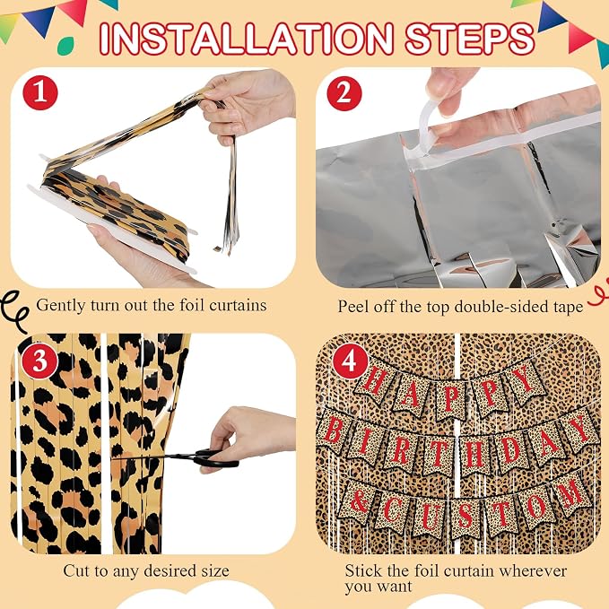 Mooliwe 173 Pcs DIY Custom Banner Foil Curtain Kit, Leopard Print | Cheetah - Image 6