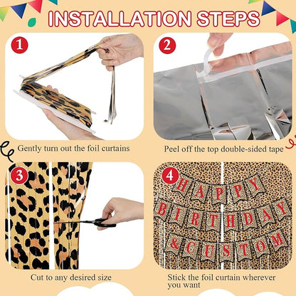 Mooliwe 173 Pcs DIY Custom Banner Foil Curtain Kit, Leopard Print | Cheetah - Image 6