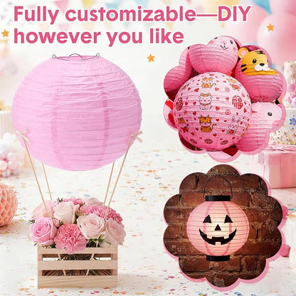 Gerrii 8 Sets Pink Hot Air Balloon Table Centerpieces, DIY Hot Air Balloon Decor - Image 5