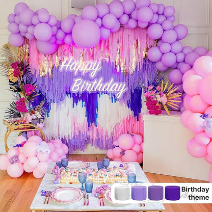 PartyWoo Silver Purple Lilac White Crepe Paper Streamers 6 Rolls 492 FT | - Image 2