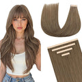 DOORES Hair Extensions Human Hair Tape in, Light Ash Brown 10 Inch 20g 10pcs, Tape in Human Hair Extensions Real Human Hair Straight Hair Extensions Remy Natural Hair