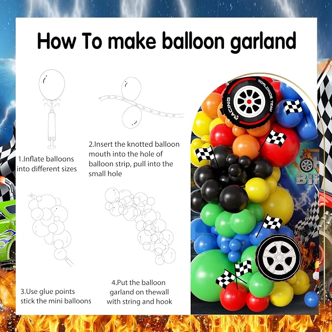 104pcs Monster Truck Birthday Decorations Balloon Garland Arch Kit - Image 8