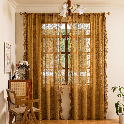 Deeprove Sheer Lace Curtains Gold 96 Inches Long - Image 7