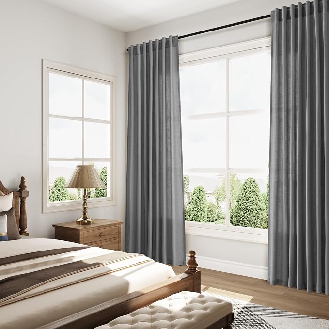 Blazer Grey Curtain SheerLinen Blend Light Filtering Back Tab Curtains 102 - Image 8