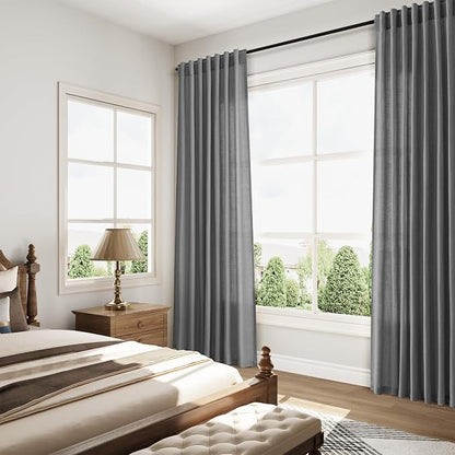 Blazer Grey Curtain SheerLinen Blend Light Filtering Back Tab Curtains 102 - Image 8