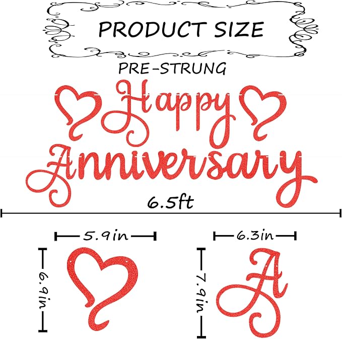 Pre-Strung Happy Anniversary Banner - Image 3