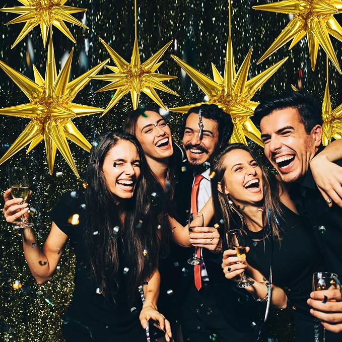 TONIFUL 8 Pcs Explosion Star Balloons Gold Foil Balloon Party Decorations | 2 - Image 5