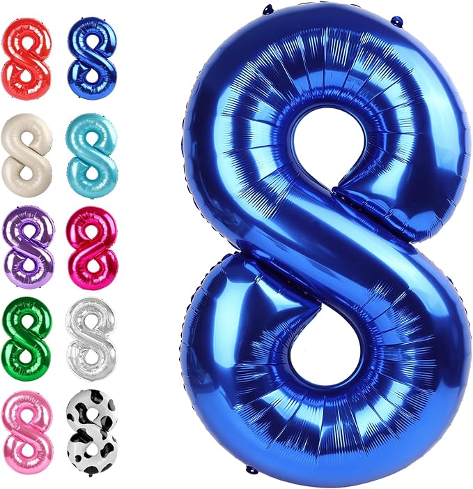 Navy Blue Number 8 Balloon 40 inch, 8th Birthday Party Balloons Decorations | by Upgesy
