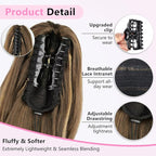 ALXNAN Ponytail Extension,18 Inch Claw Clip in Long Curly Wavy Black Ponytail Hair Extension Jaw Clip on Pony Tails Hairpiece for Women
