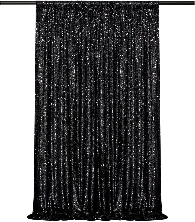 Black Sequin Backdrop Curtains-1 Panel 3FTx8FT Black Backdrop by SoarDream