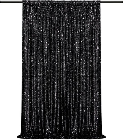 Black Sequin Backdrop Curtains-1 Panel 3FTx8FT Black Backdrop by SoarDream