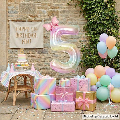 40 Inch Paste Rainbow Number 5 Balloon - Image 4