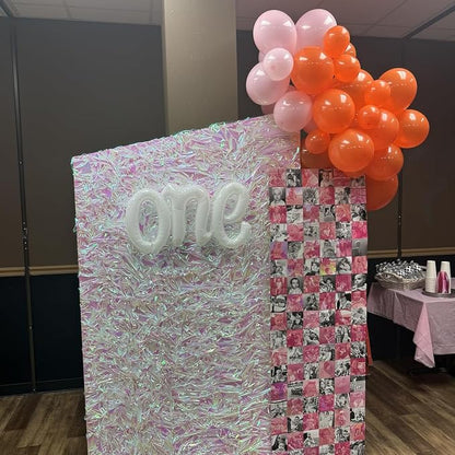 2Pcs Matte White Foil 40" Number 1 and 26" Script Letter One Balloon Set | - Image 5