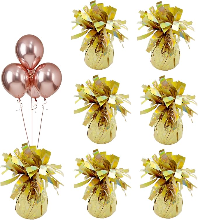 Metallic Gold Balloon Weights, 6 Pack | Metallic gold PET film; helium balloon by Unknown