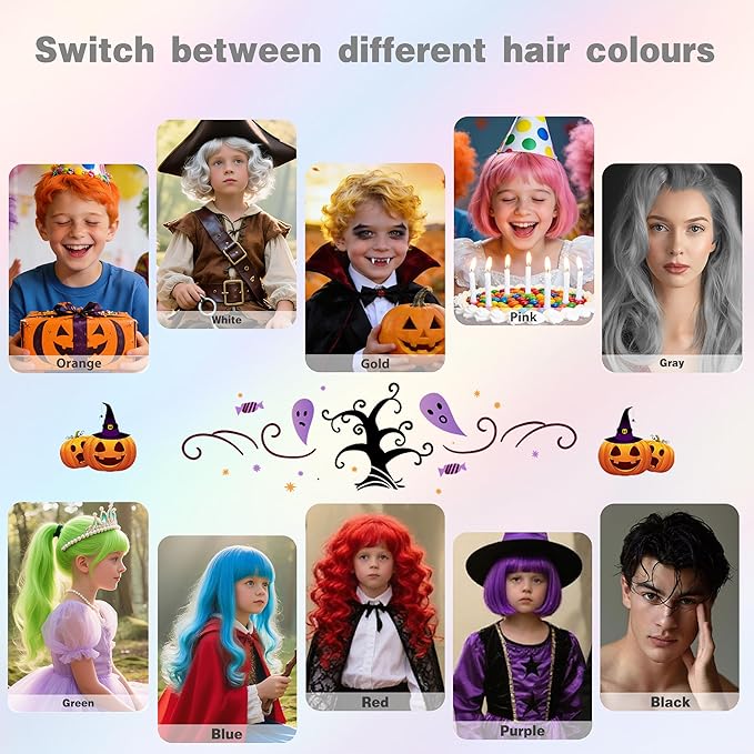 White Temporary Hair Color Spray for Kids, Silver Instant Colored Hair Dye Alternative for Boys Girls Men Women, Quick Styling for Party Christmas Halloween, Disposable Washable, 150ml
