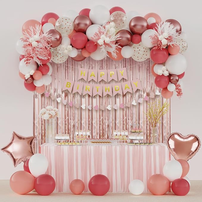 Dusty Pink Happy Birthday Party Decorations - Image 6
