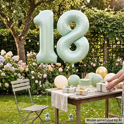 40 Inch Olive Green Number 18 Balloon - Image 5