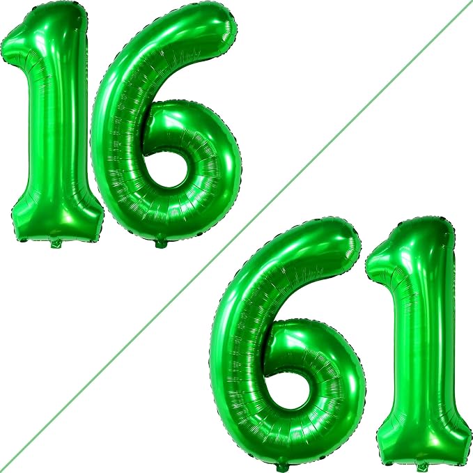 KatchOn Dark Green 16 Balloons Number 40 Inch | Green Number 16 Balloons - Image 2