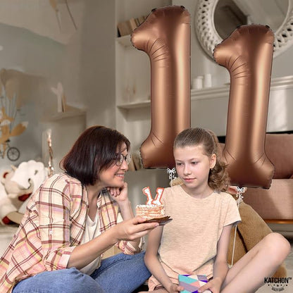 KatchOn Coffee Brown Number 11 Balloon 40 Inch, 11th Birthday Balloon Decor | - Image 3
