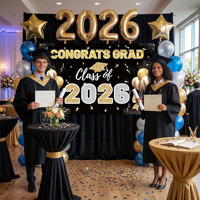2026 Graduation Backdrop Black - Image 4