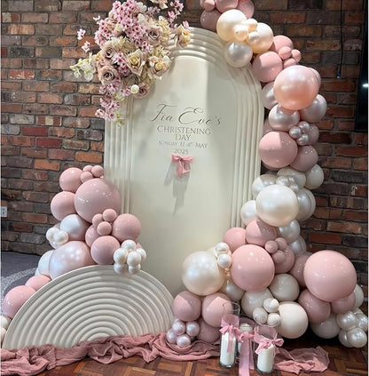 Pink and White Balloons, 12 Inch Double Stuffed Pearl Dusty Blush Baby Light - Image 4