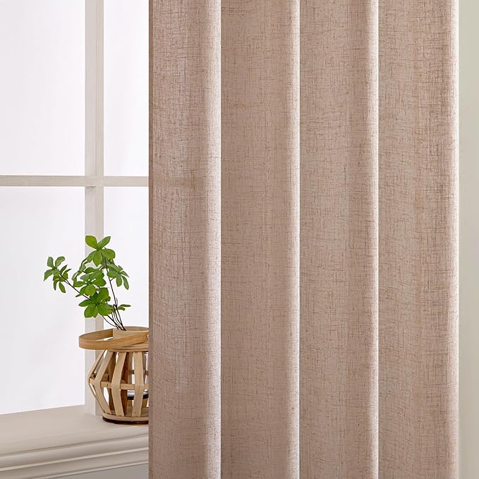 MIULEE Natural Beige Linen Curtains 52x54 Inch Long - Image 5
