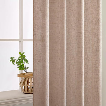 MIULEE Natural Beige Linen Curtains 52x54 Inch Long - Image 5