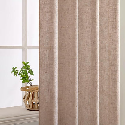 MIULEE Natural Beige Linen Curtains 52x45 Inch Long - Image 5